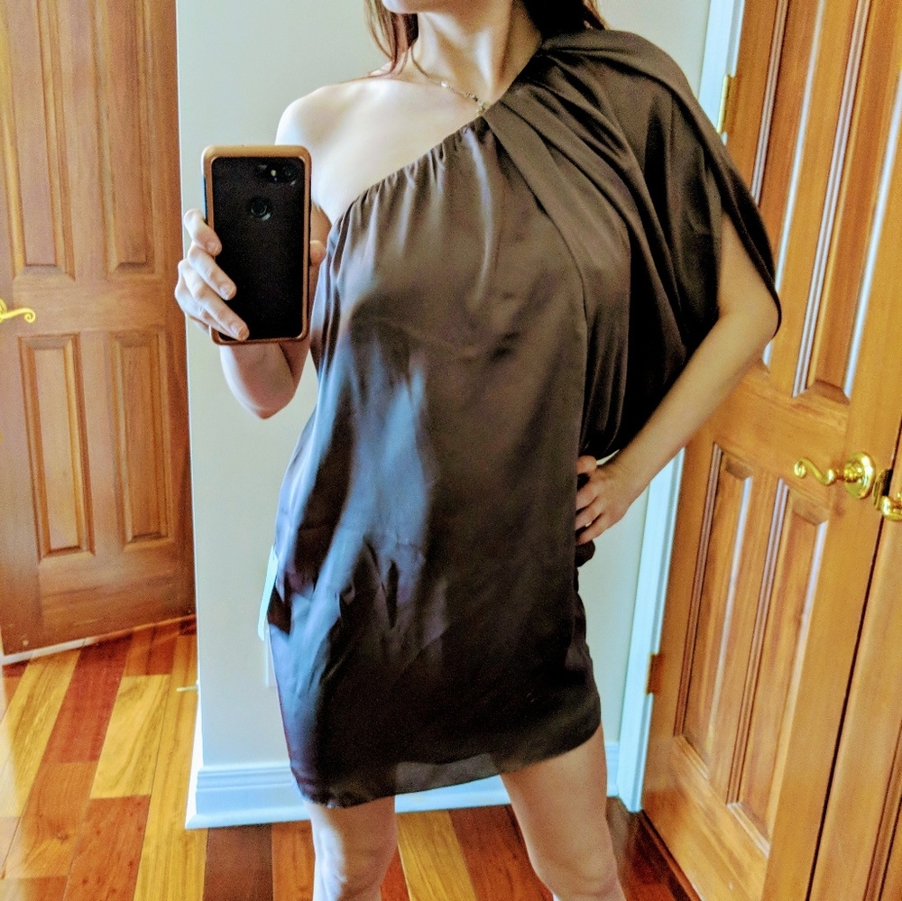 NWT Taupe one shoulder dress